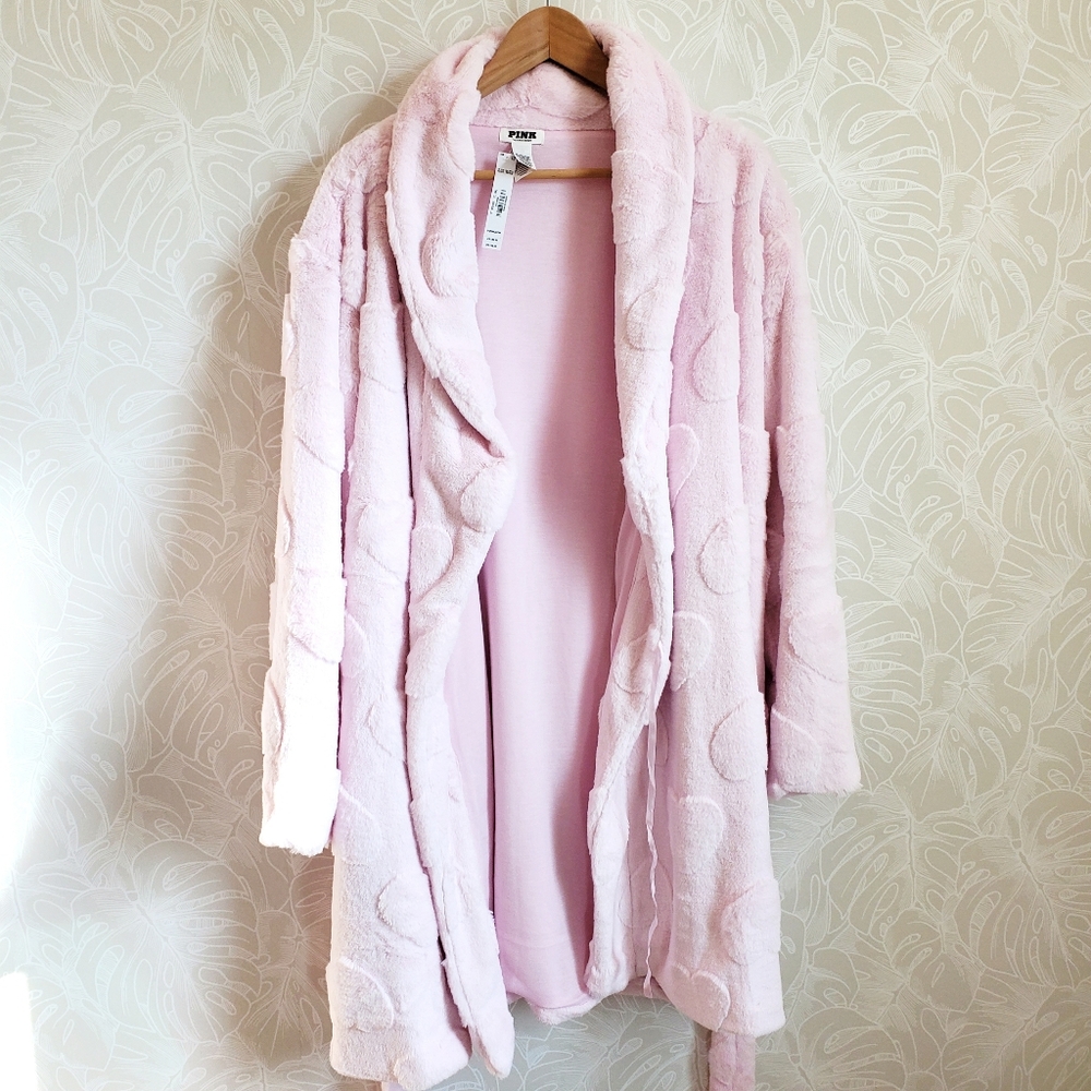 PINK Victoria's Secret Cozy Robe Hearts Print NEW Size XL/XXL - Picture 8 of 12